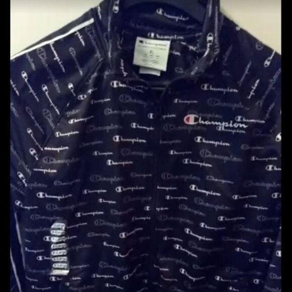 New Champion Black Printed Logo Long Sleeve Zippered Track Jacket WMN Size US XL - Picture 4 of 9